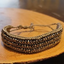 Braided Beaded Adjustable Bracelet Silver Bei...