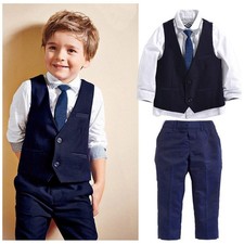 Toddler Kids Baby Boys Gentleman Outfits Suit Casual Tops Long Pants Clothes Set