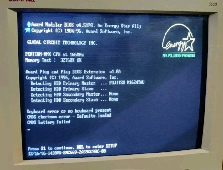 Computer Vintage AT motherboard CPU Intel Pentium MMX - HDD Fujitsu 2.1Gb RAM✅ - Bild 3 von 4