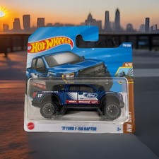 HOT WHEELS 2025 '17 FORD F-150 RAPTOR, BLUE, SHORT CARD.