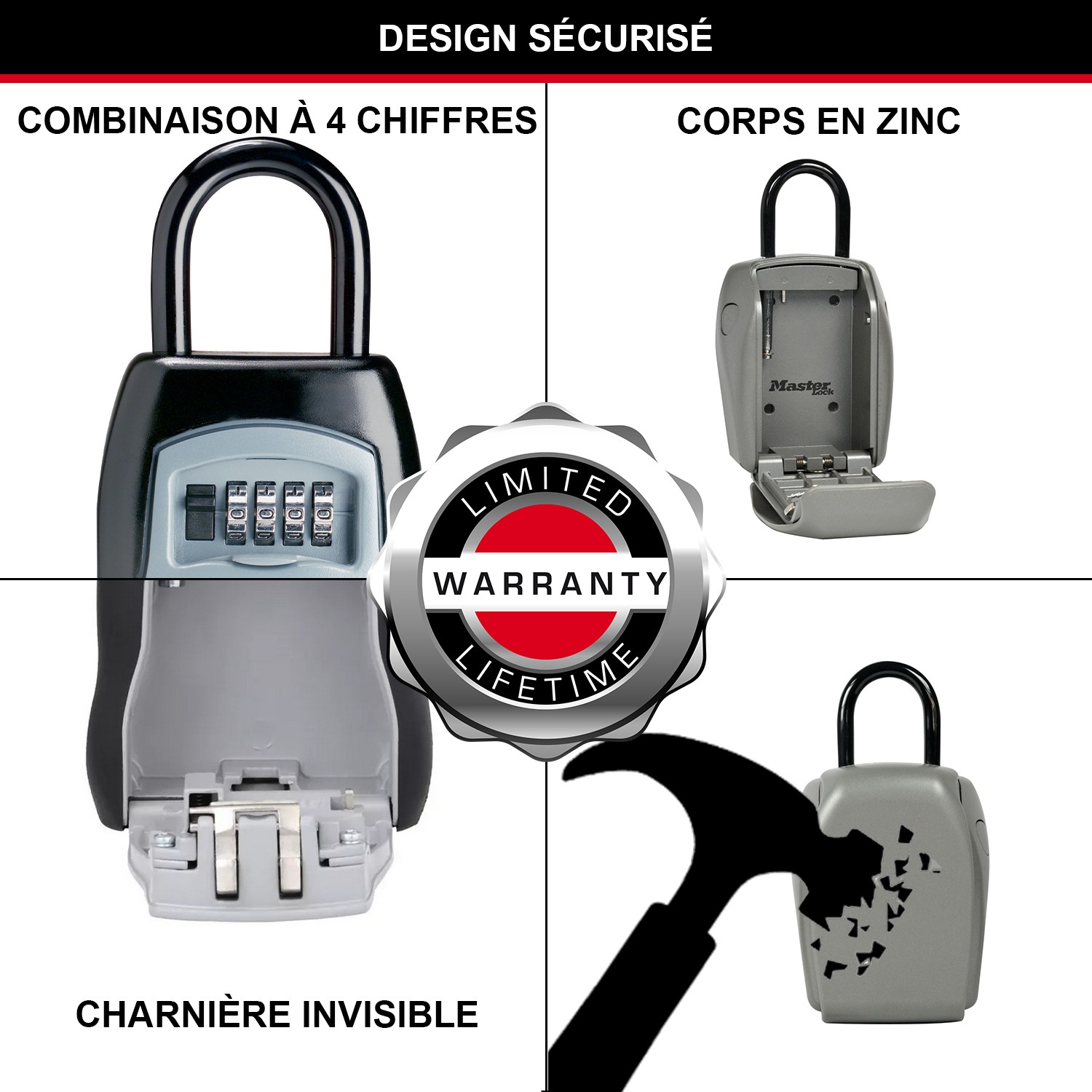 Boite à clés blindée avec combinaison à 4 chiffres et anse amovible - 4