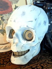 Paper Mache style Skull Skeleton Lantern Halloween Head 8"