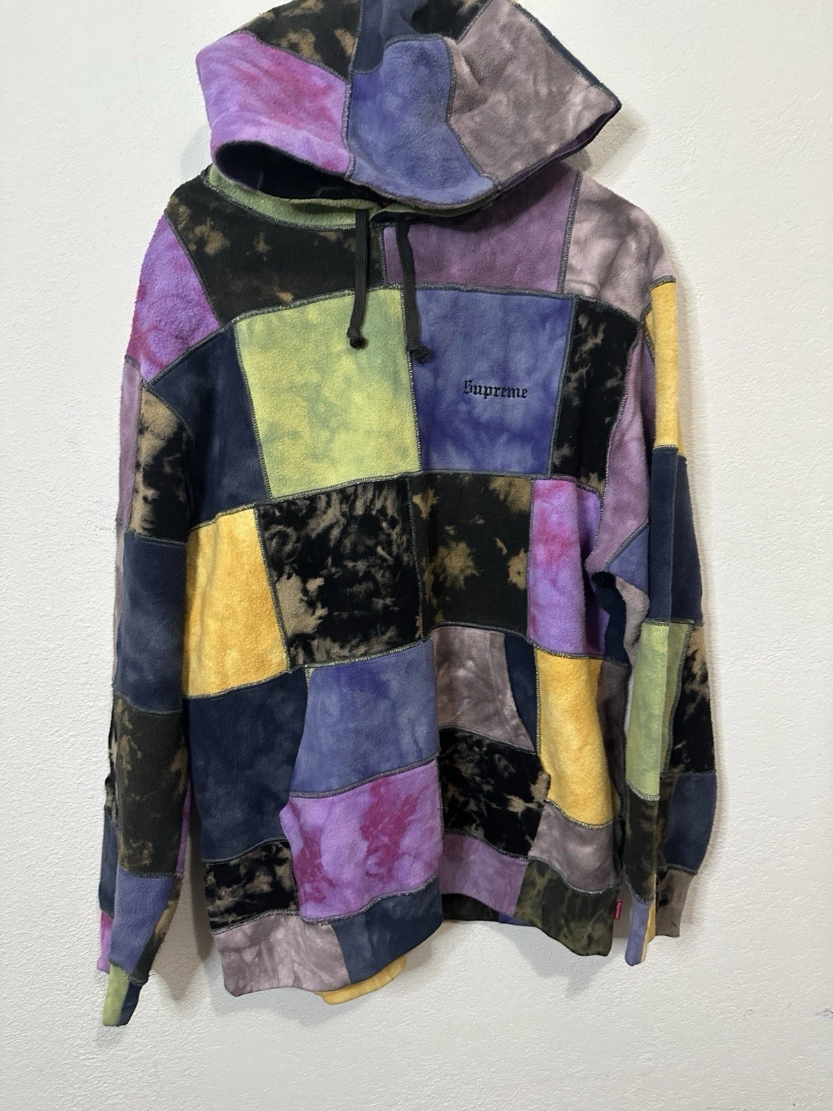 Pull à capuche coton Supreme Patchwork Tie Dye taille L SS19