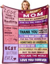 Sruemiul Mothers Day Blanket Gifts for Mom from Daughter Son - Best Mom Ever G