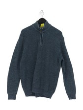 Maine Men's Jumper L Blue Cotton with Nylon High Neck Pullover
