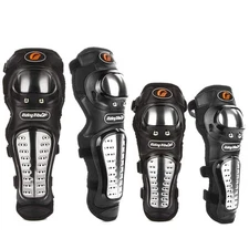4Pcs Adults Alloy Steel Motorcycle Knee Pads Elbow Guards Motocross Knee Shin...