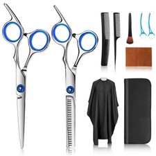 Hair Cutting Scissors Kits, 10 Pcs Stainless Steel Hairdressing Shears Set Pr...
