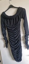 Ruched Off Shoulder Black Dress With Sparkles Size S