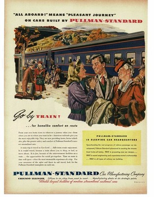 1946 Pullman-Standard Personenzugwagen Fahrgäste Einsteigen Kunstdruck Anzeige