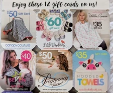 12 Gift Cards $535 Value Baby Newborn Infant Variety New Mom Pregnancy Nursing