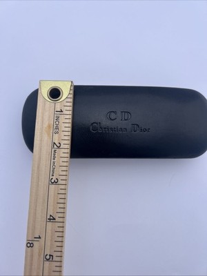 Christian Dior Vintage Hard Flip Top Leather Eyeglass Case Black