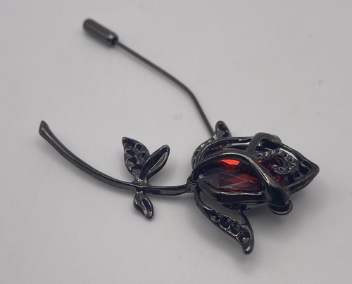 Schwarz Ton Rot Kristall? Rose Stecknadel Brosche detailliert Gothic - Bild 4 von 8