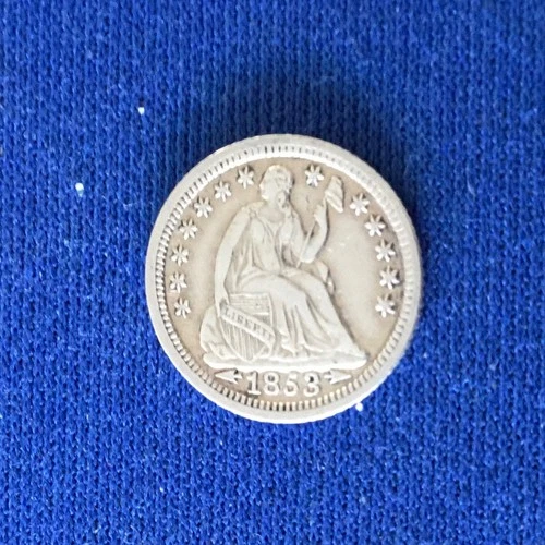 1853O Seated Liberty Half Dime having strong full Liberty details and die marks.