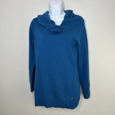 Carlisle Cashmere Sweater Women's Small Knit Teal Cowl Neck Soft Luxury Office