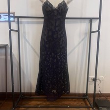 Victoria Secret Vintage Elegant Black Lace Evening Slip Dress Sleepwear