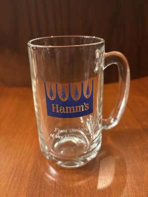 Vintage HAMM'S BEER GLASS MUG ''Refreshing As The Land Of Sky Blue Waters'' 5.5 