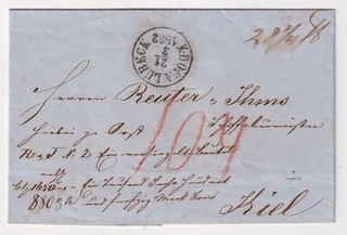 Lübeck Paketbrief nach Kiel 1862