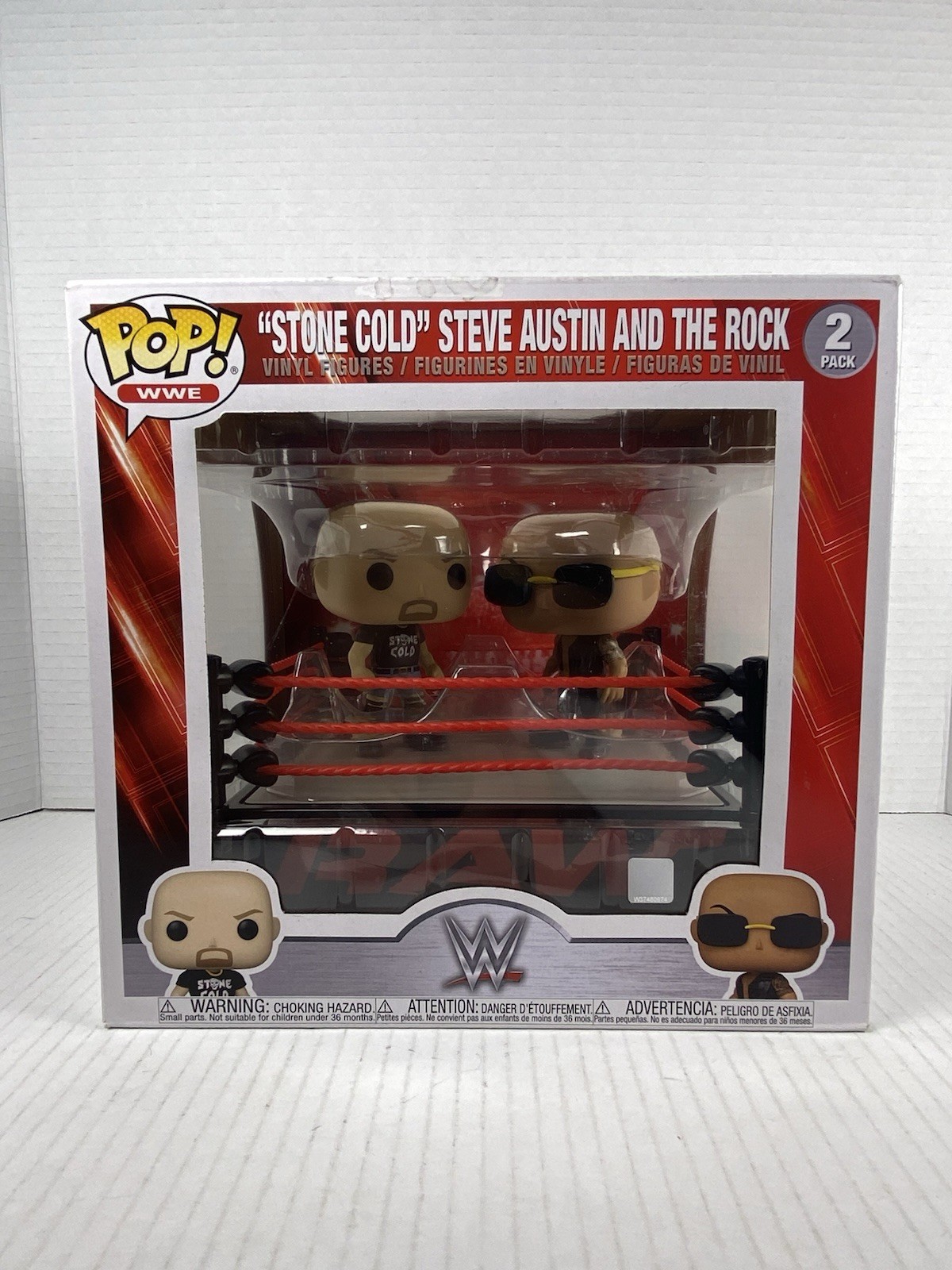 Funko Pop Wwe 2 Pack Stone Cold Steve Austin &Amp; The Rock In Wrestling Ring Set