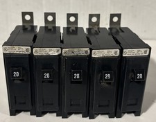 Lot 5 Cutler Hammer 20 Amp Quick Lag Circuit Breaker / 1 Pole / 120/240VAC