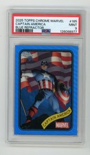 2025 Topps Chrome Marvel Captain America #185 Blue Refractor /299 PSA 9 MINT (G)