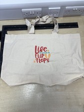 Large Canvas Beach Tote Bag Life Is Better In Flip Flops Holiday Shopper
