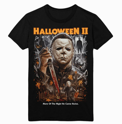 Halloween II Michael Myers Horror Movie Graphic T-Shirt Black Tee