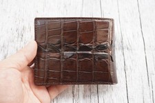 Brown Real Crocodile Alligator Hornback Skin Leather Men's Bifold Wallet P26