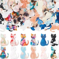 Bucherry 40 Pcs Cat Charms for Jewelry Making Crafting Acetate Beads... 