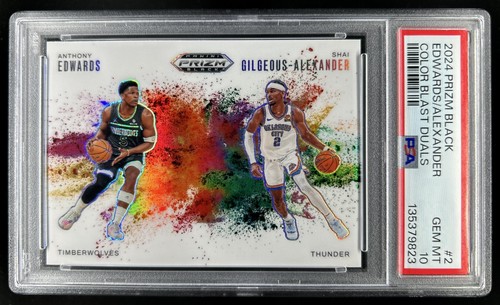 2024-25 Prizm Black Anthony Edwards Shai Gilgeous-Alexander Color Blast PSA 10