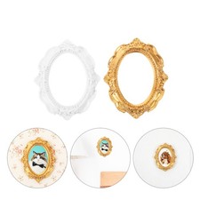 2 Mini-Vintage-Fotorahmen, 4,1 x 3,7 Zoll, Miniatur-Bastelrahmen aus Kunstharz