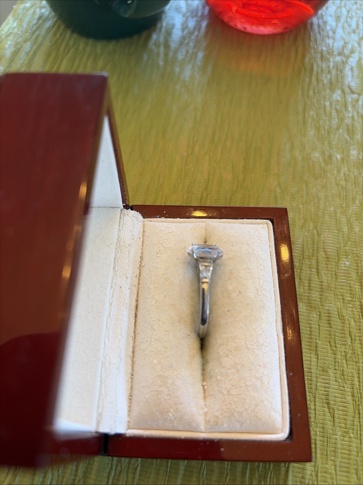 Three Stone Oval Engagement Ring Simulated CZ 925… - image 5