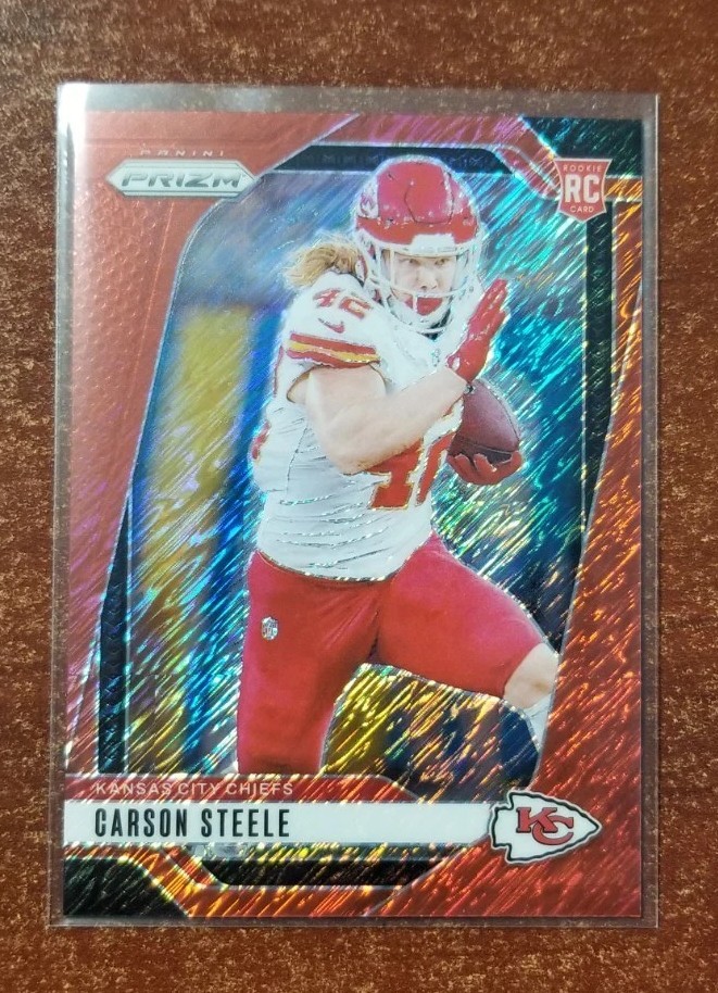 2024 Panini Prizm Rookie RED SHIMMER #377 Carson Steele RC #'d/35