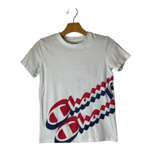 Champion Shirt Youth Medium White And Gray Lot Of 2 Short Sleeve Crew Neck Tee - Picture 2 of 12