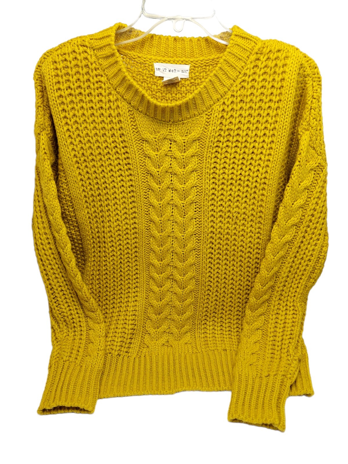 If It Were Me Sweater Womens size Small Ribbed Pullover long sleeve Yellow