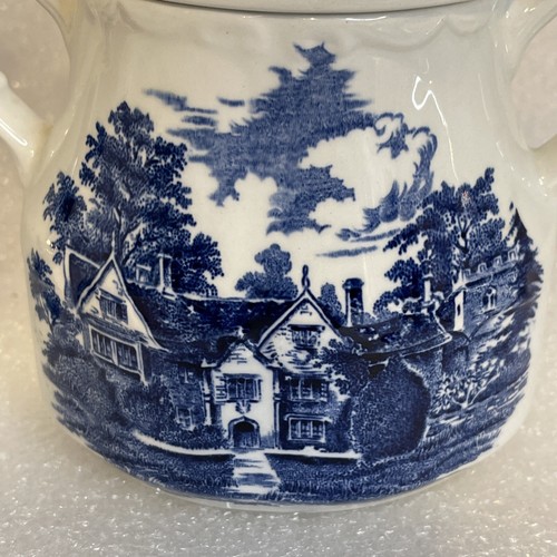 J & G Meakin Creamer & Sugar With Lid England Blue~White Ironstone Romantic Eng - Picture 13 of 16