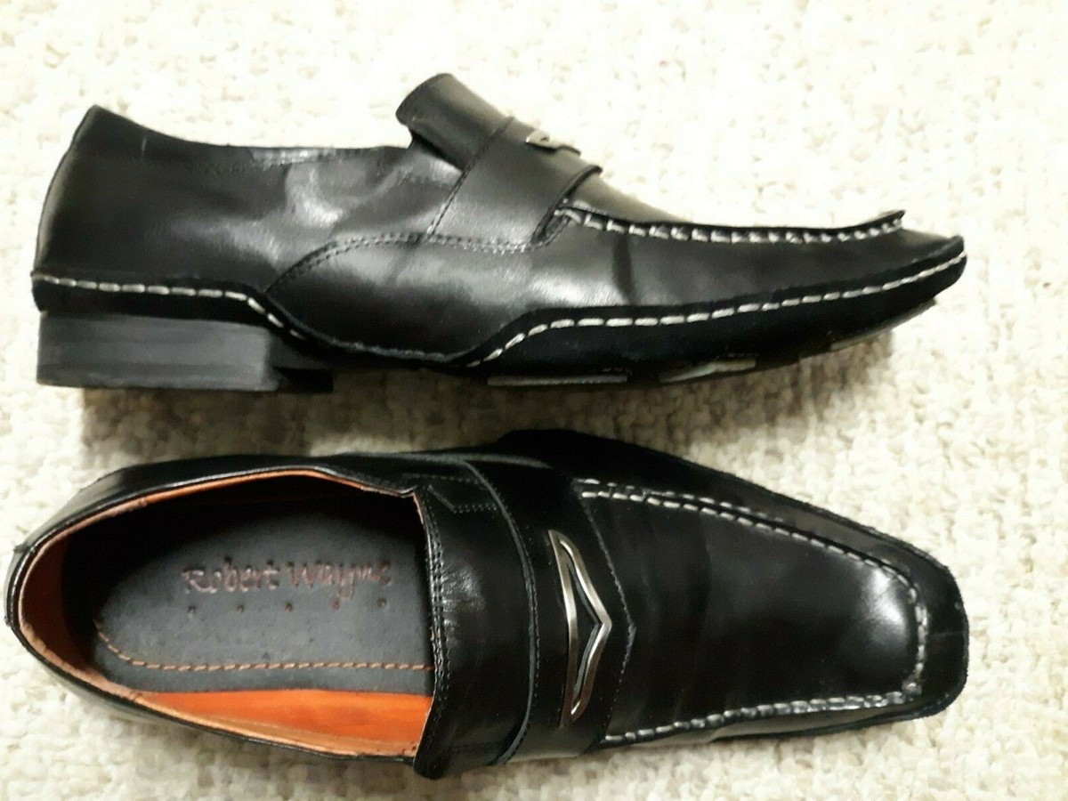 Robert Wayne Black leather shoes Robert Wayne Black Cross Embroidered Men main image 4