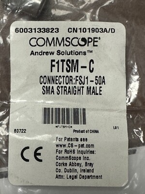 CommScope F1TSM-C SMA Male Connector, Straight for 1/4 Superflex FSJ1-50A Cable