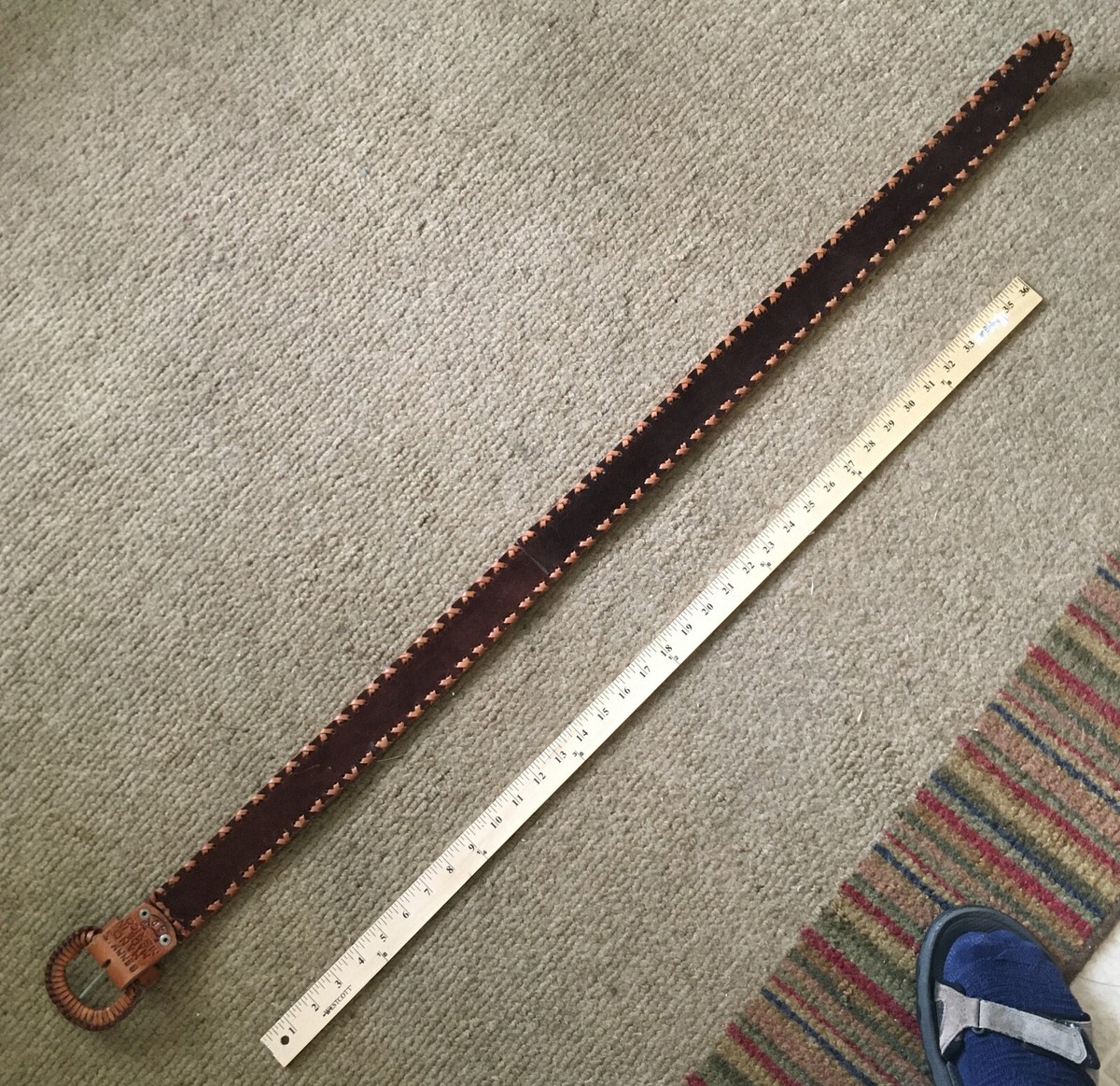 Beautiful Rare Handmade Mexican Leather Belt, 36"-40" waist, cinturón de cuero View 6
