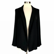 Topshop Womens Open Front Blazer Jacket Black Polyester Lightweight Size 8