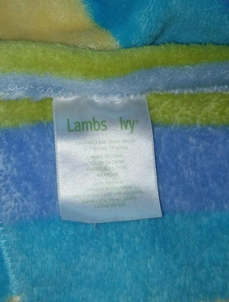 Manta de bebé 2013 a rayas Lambs & Ivy A B C ABC azul verde amarillo polar Lovey  Foto 3 de 4