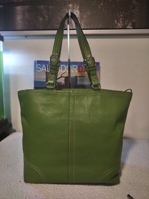 Vintage Coach Hamilton Large Green Pebbled Leather Tote, Handbag