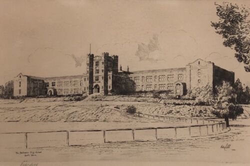 Rare Etching “The Melbourne High School South Yarra” Victor Ernest Cobb - Picture 1 of 8