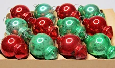 Lot Vintage Glass LANTERN Feather Tree Mini 25mm Christmas Ornaments Shiny Brite