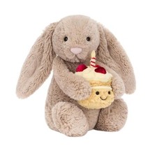 Jelly Cat Bashful Beige Bunny Birthday Bunny Stuffed Animal Huge 7.1 Inches