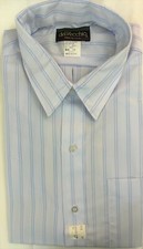 Dress - Sport Shirt - Button Front - Blue Stripe - Banded Collar - USA - 1X-BIG