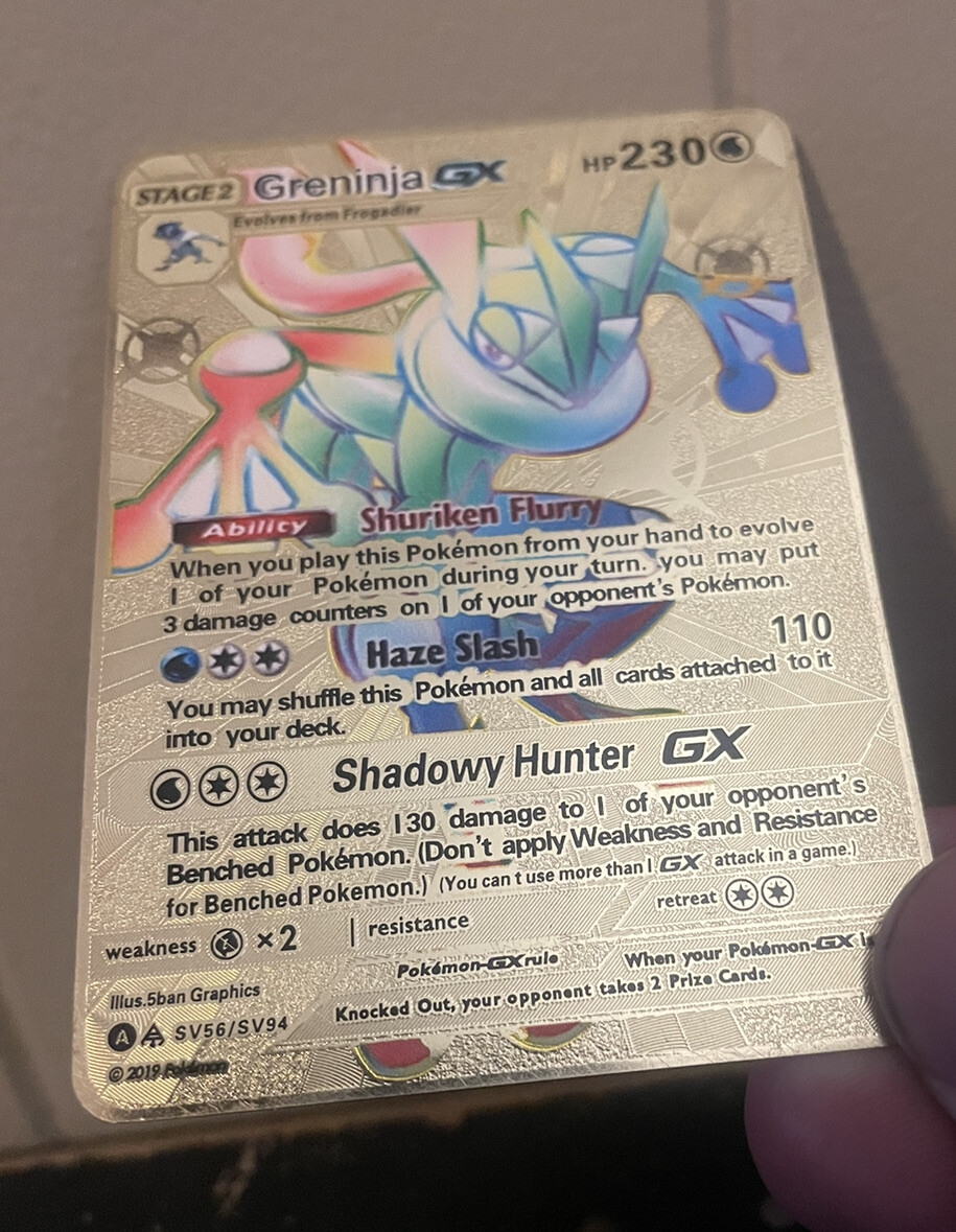 Greninja GX Gold Metal Pokemon Card Great Face Slight scuffs On