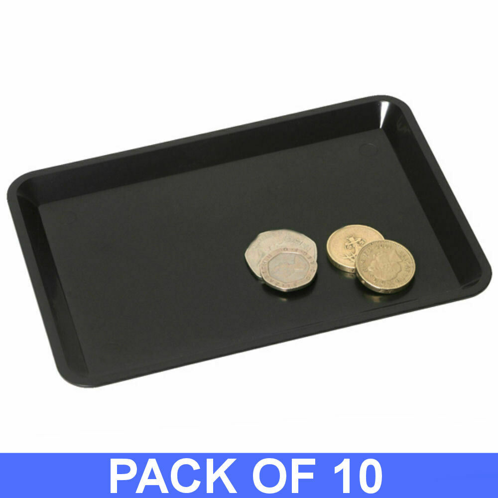 10 x Black Plastic Tip Tray Plate Bill Presenter Bar Table Tips Restaurant Hotel