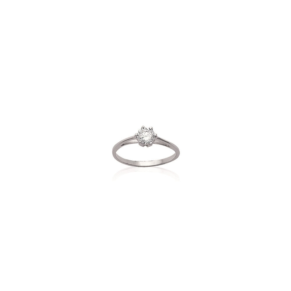 Solitaire argent massif 925 poinçonné et rhodié de haute joaillerie