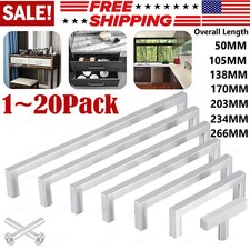 Brushed Nickel Cabinet Pull Stainless Steel Drawer Silver Handle Square Knob Lot