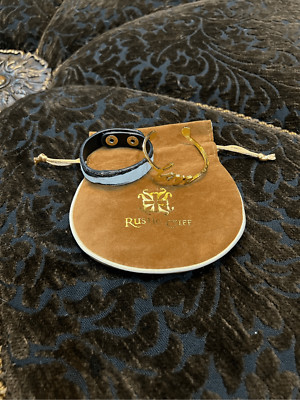 Rustic Cuff Set of Two Bracelets Gold Cuff Love and Cowhide Zebra Print